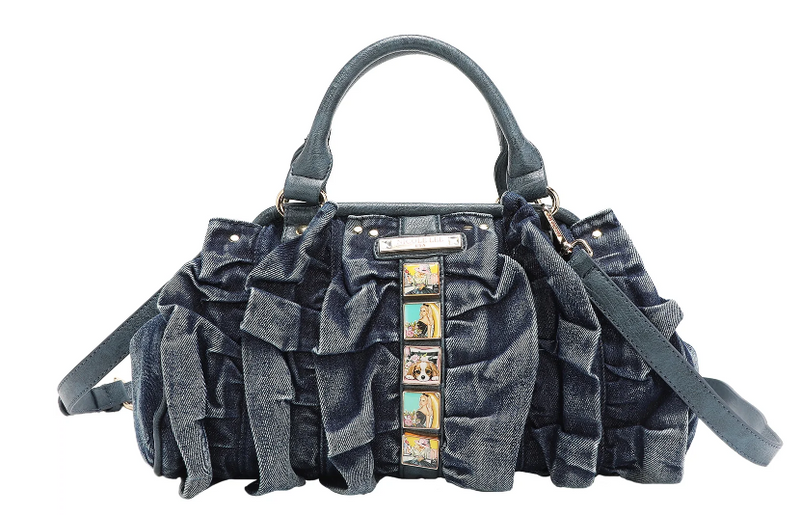 DENIM RUCHED HANDBAG