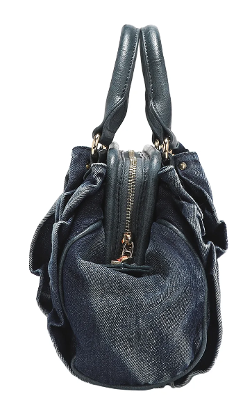 DENIM RUCHED HANDBAG