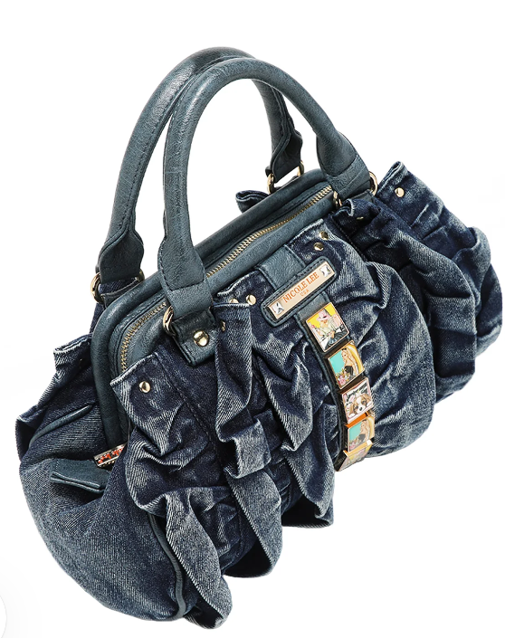 DENIM RUCHED HANDBAG