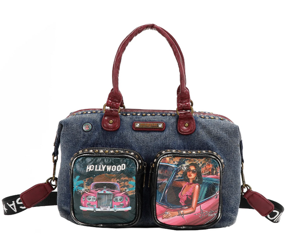 HOLLYWOOD DRIVE WASHED DENIM HANDBAG